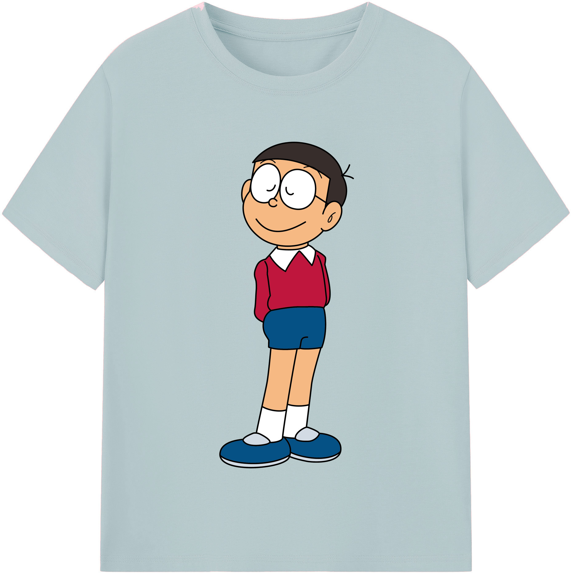 （画像用） ドラえもん 野比 のび太 Doraemon Nobita Nobi 綿100％半袖Tシャツ（フロントプリント）